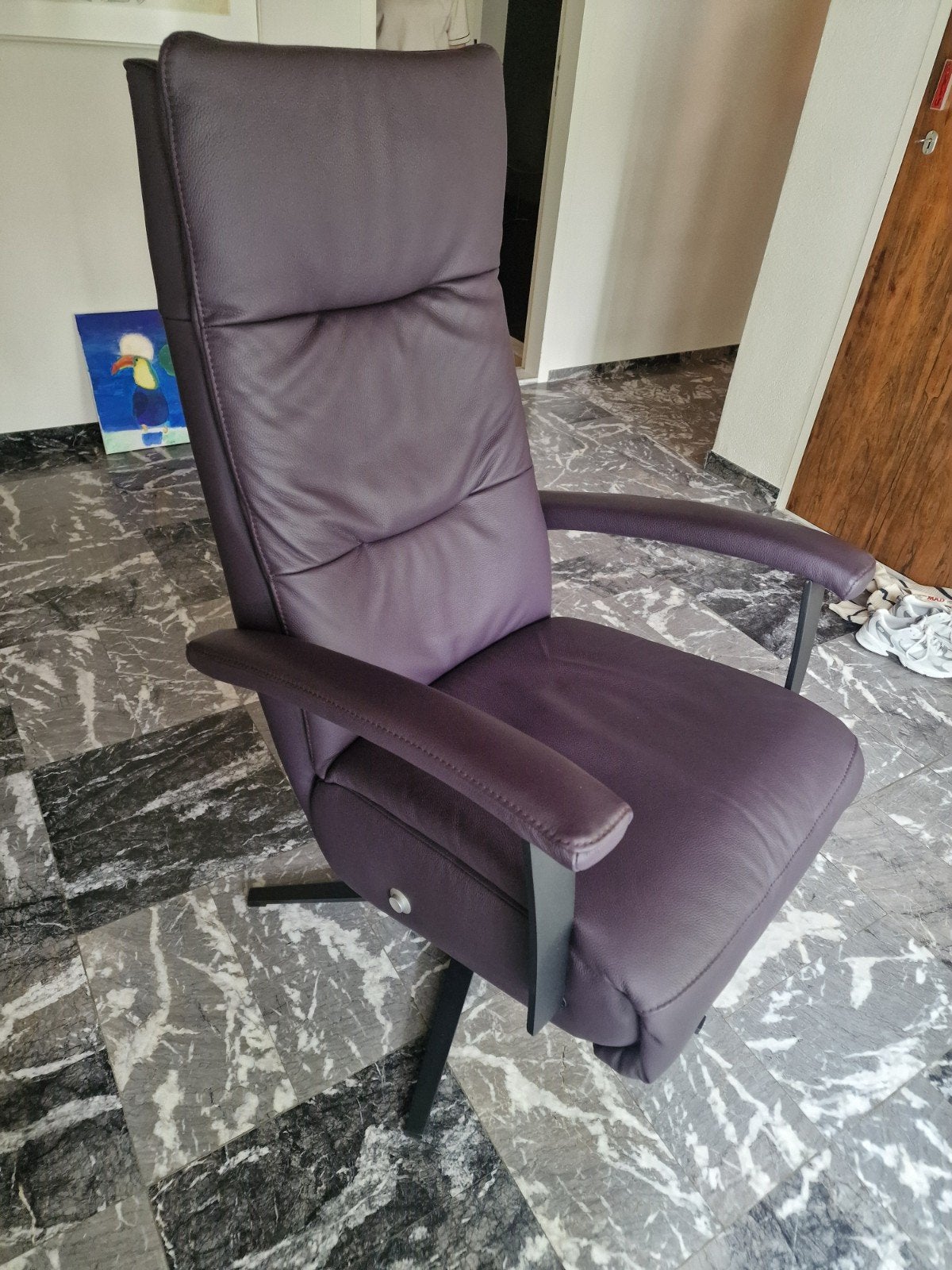 Montel - Leren Draai Fauteuil, Ophalen of Verzenden, Zo goed als nieuw, 50 tot 75 cm, Leer