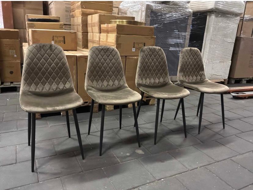 4x eetkamerstoel bruin velvet. NIEUW, Bruin, Nieuw, Ophalen of Verzenden, Vier