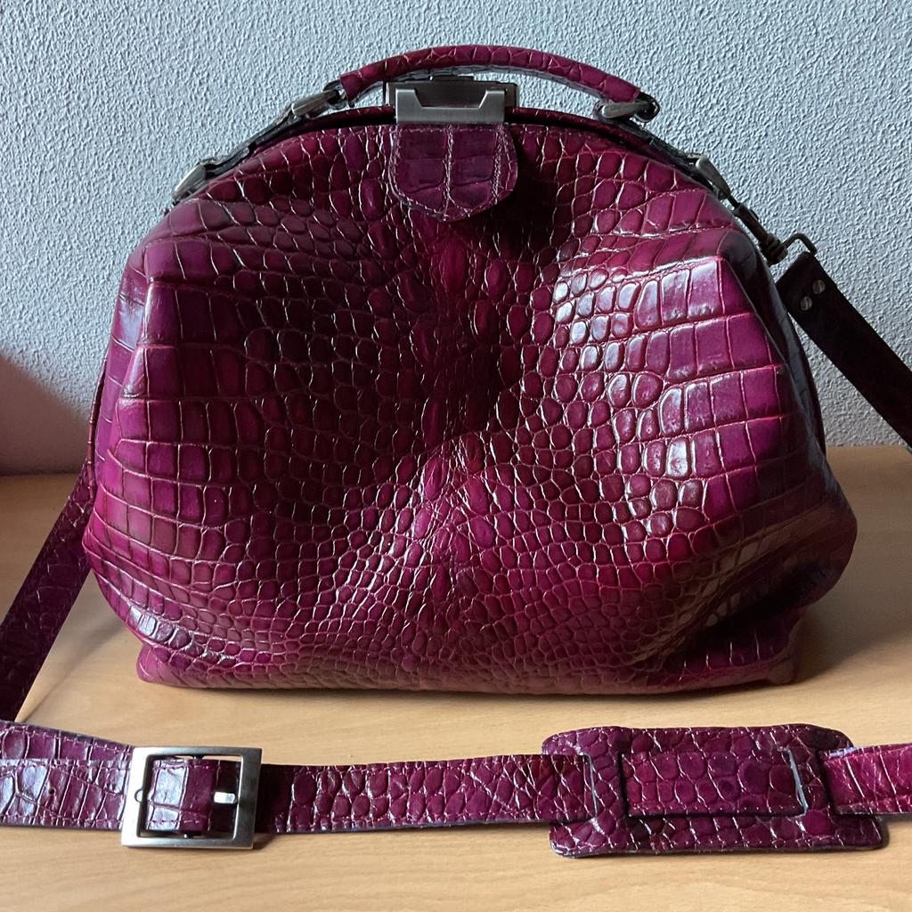 Prachtige grote dik leren tas, paars, als nieuw! Groot+apart, Overige merken, Paars, Ophalen of Verzenden, Zo goed als nieuw