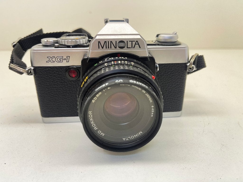 MINOLTA XG-1 Analoog spiegelreflex film camera met 45mm 1:2, Audio, Tv en Foto, Fotocamera's Analoog, Minolta, Spiegelreflex, N