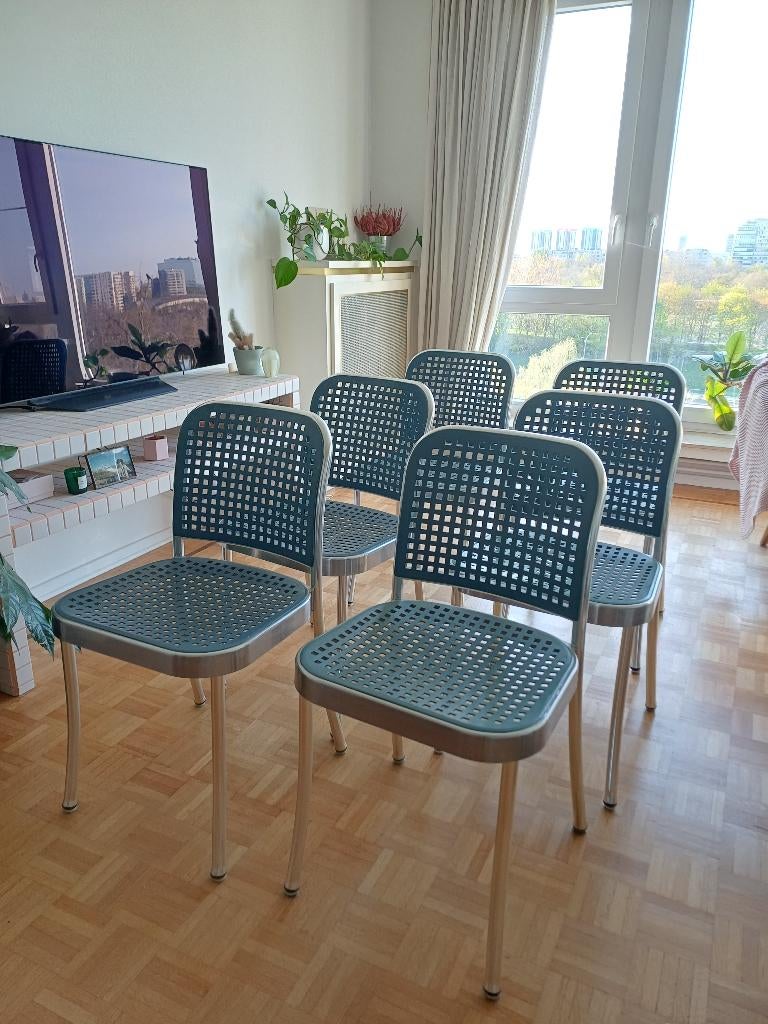 6x Silver Chair Vico Magistretti De Padova, Ophalen, Gebruikt, Blauw, Vintage