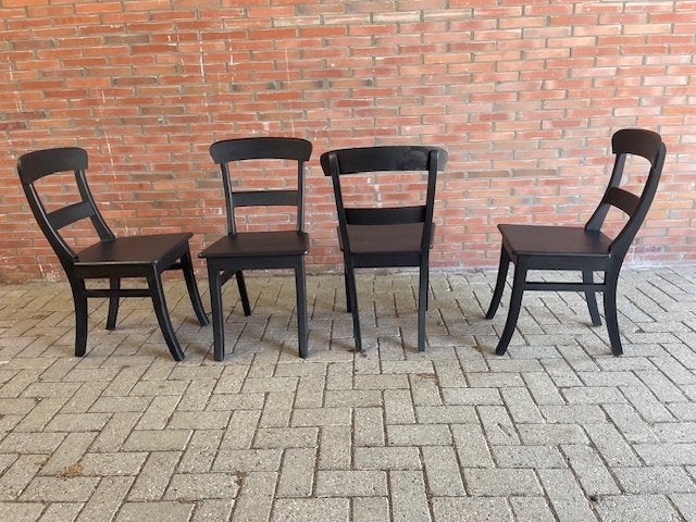 Stoelen zwart bistro 4x licht SHOWMODELEN totaal € 175,=, Zwart, Stoelen zwart bistro 4x licht SHOWMODELEN totaal € 175,=, Nieuw