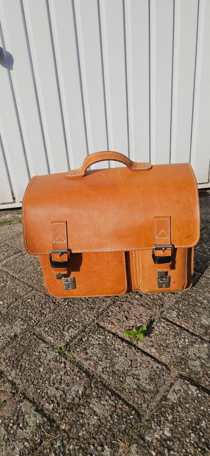 school/ pilotentas echt leer, Ophalen, Bruin, Aktetas of Boekentas, Leer
