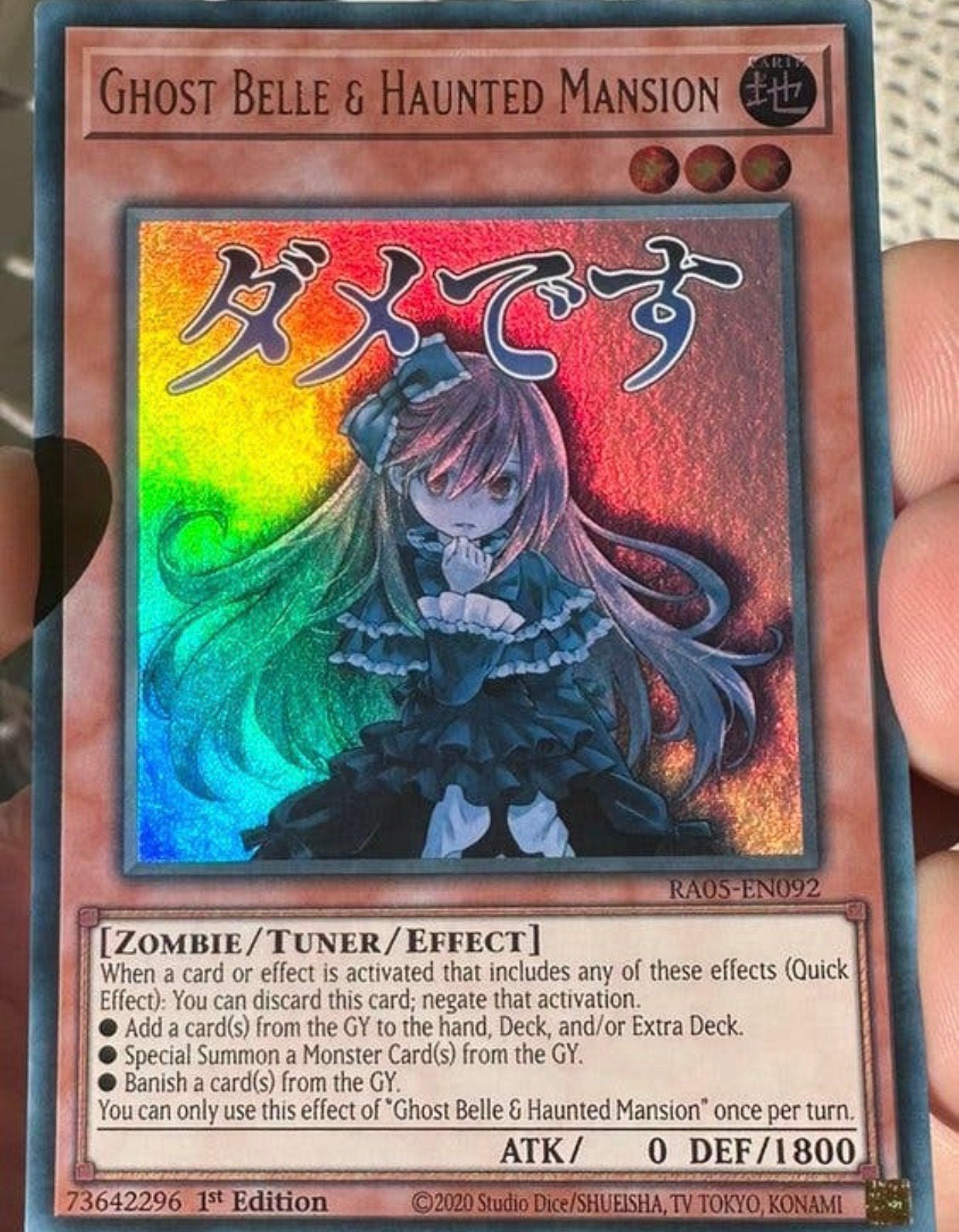 Yu-Gi-Oh! Ghost Belle & Haunted Mansion RA05 1st Edition !, Ophalen of Verzenden, Zo goed als nieuw, Losse kaart, Foil