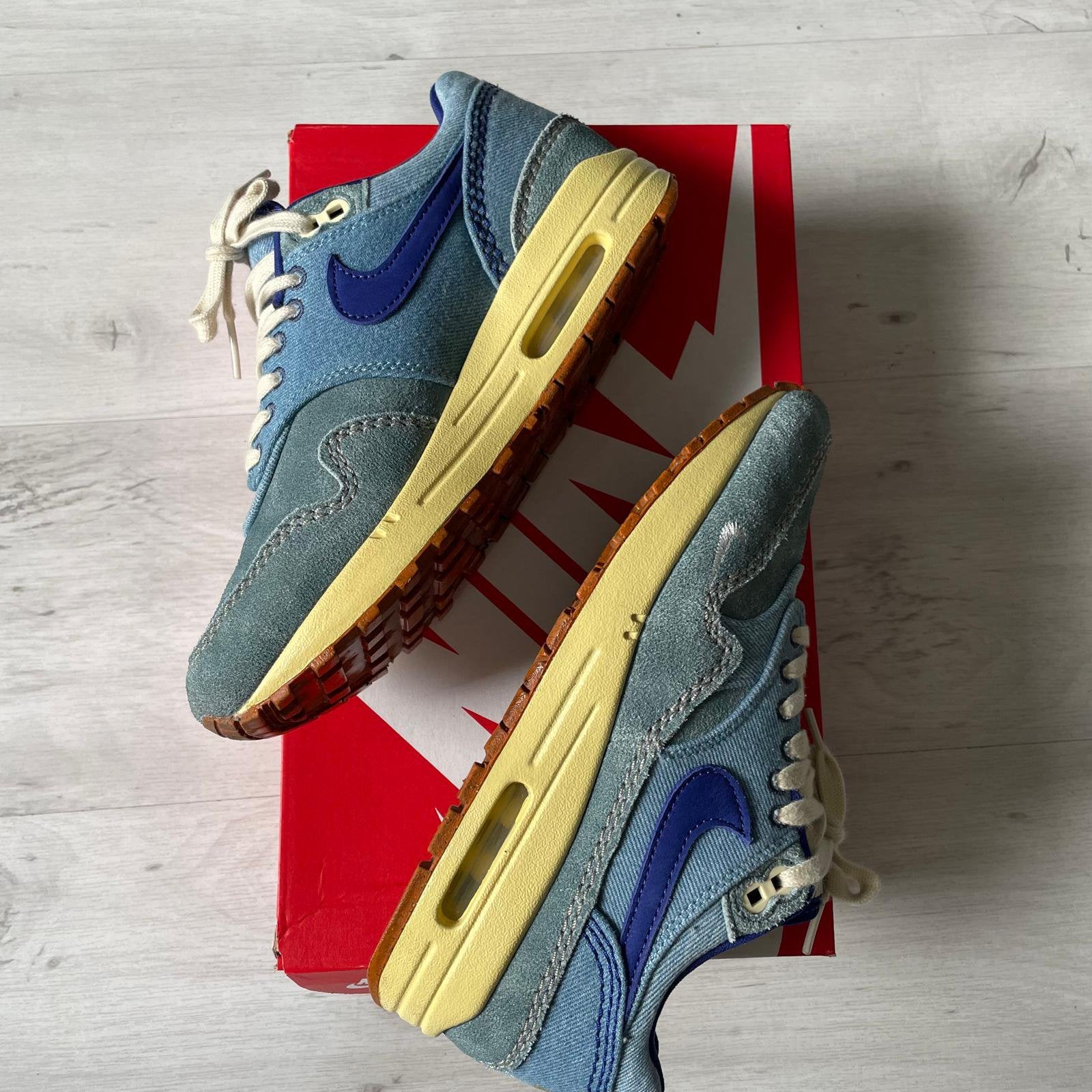 NIKE AIR MAX 1 DIRTY DENIM MAAT 38, Kleding | Dames, Schoenen, Blauw, Ophalen of Verzenden, Nike air max, Sneakers of Gympen