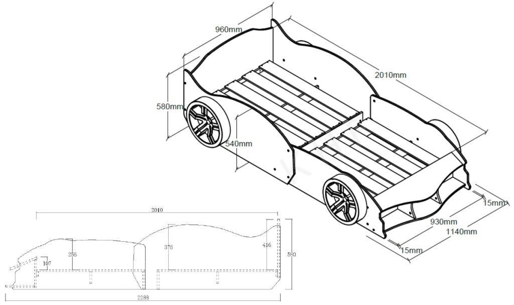 Autobed Max - 90x200 - Rood, Kinderen en Baby's, Kinderkamer | Bedden, Niet ingevuld, Niet ingevuld, Niet ingevuld