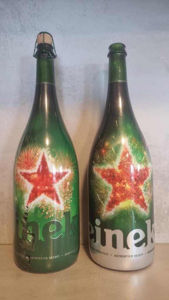 2x Heineken Star Family 1.5L - Vol '18 en LEEG '19, Ophalen of Verzenden, Gebruikt, Flesje(s), Heineken