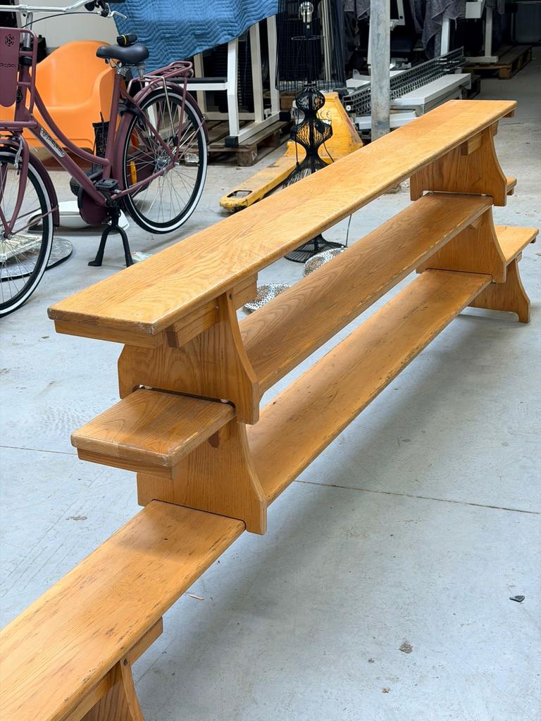 Vintage houten schoolbanken - Set van 3, Ophalen, Gebruikt, Hout