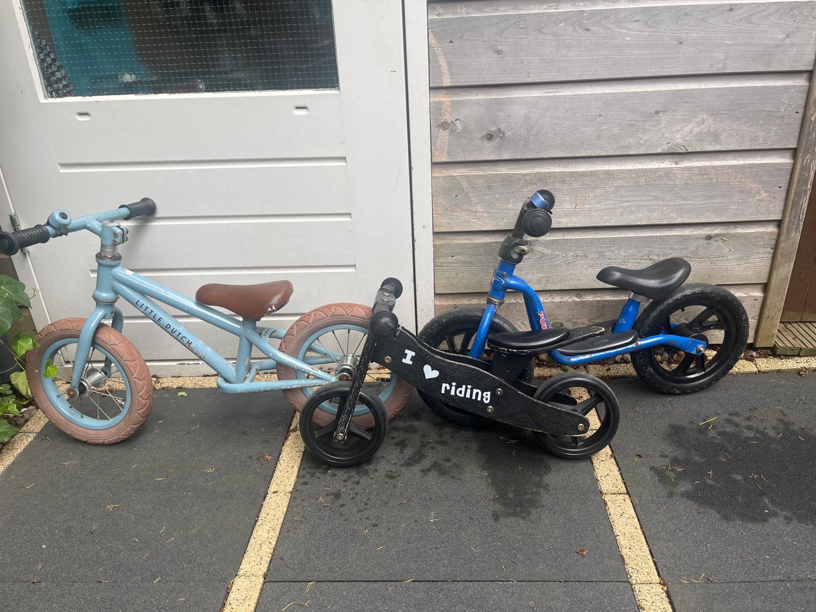 3 Loopfietsen voor 1-3 jaar: Little Dutch, Puky en hout, Ophalen, Gebruikt, Minder dan 16 inch