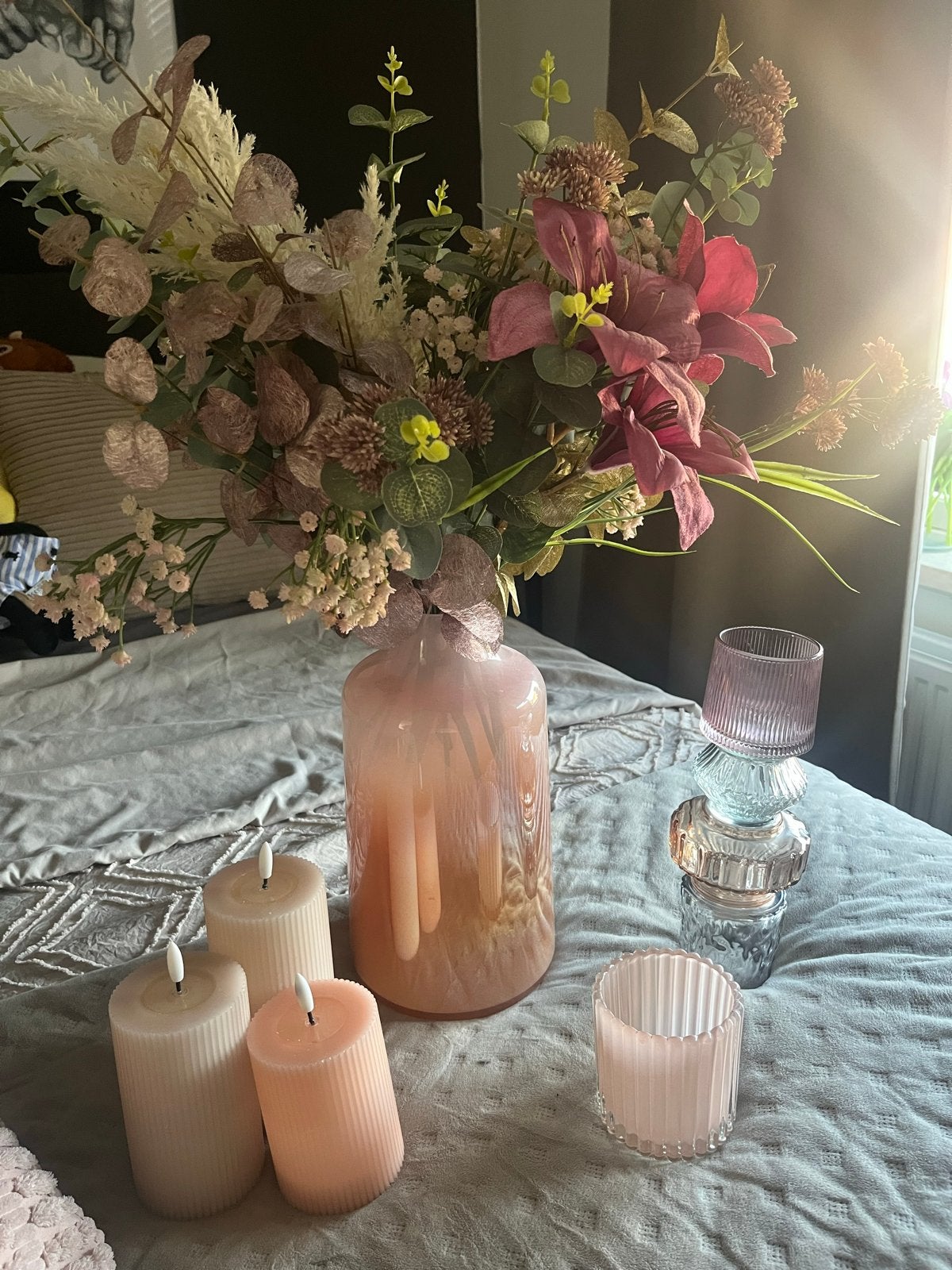 Pakket met roze decoratie accessoires, Ophalen, Zo goed als nieuw, Roze, Glas