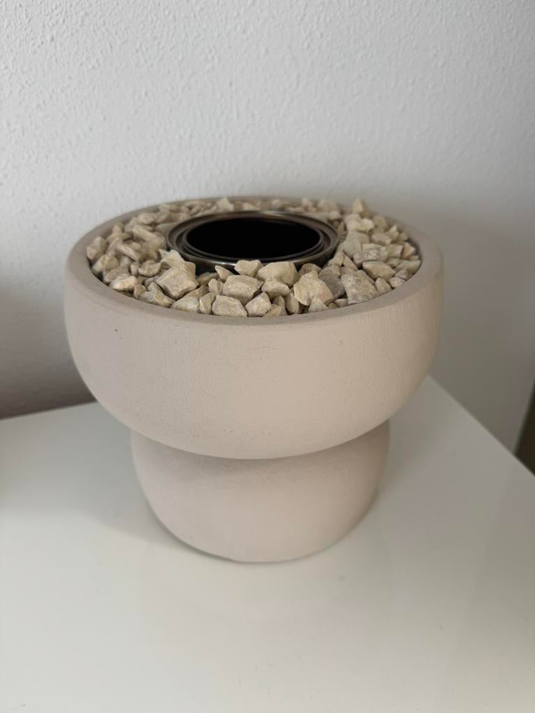 Bio-ethanol brander in beige inclusief steentjes, Ophalen, Zo goed als nieuw