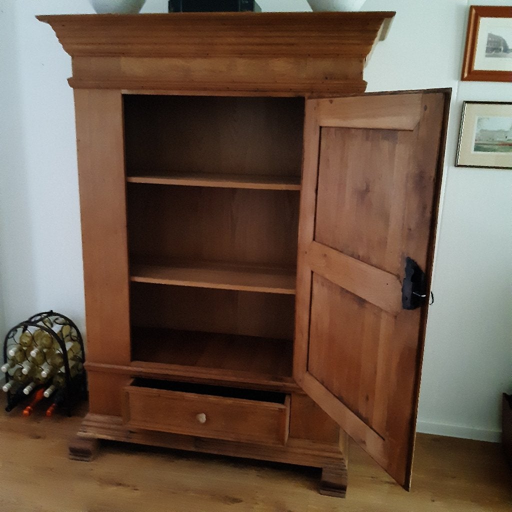 Antieke eiken broodkast, late 19e eeuw. 1 deur en 1 lade., Antiek en Kunst, Ophalen