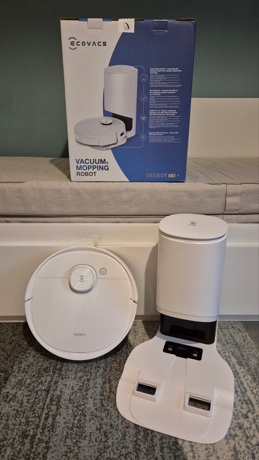 Ecovacs Deebot T9+ Robotstofzuiger met Dweilfunctie, Stofzak, Stille werking, Ophalen of Verzenden, Robotstofzuiger