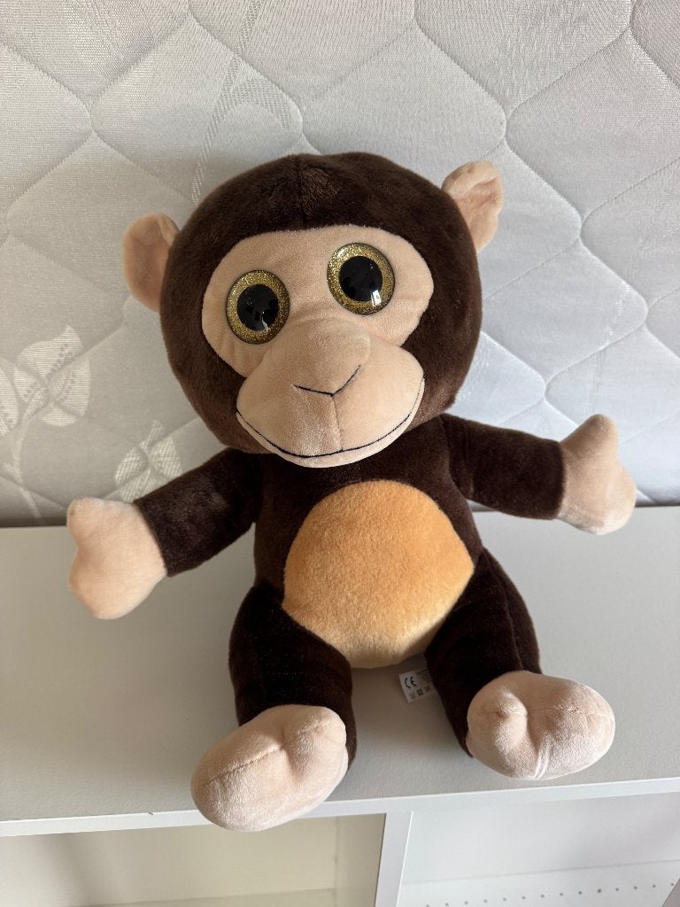 Grote knuffel aapje met glitter ogen, Overige karakters, Nieuw, Ophalen of Verzenden, Middelgroot (20 tot 80 cm)