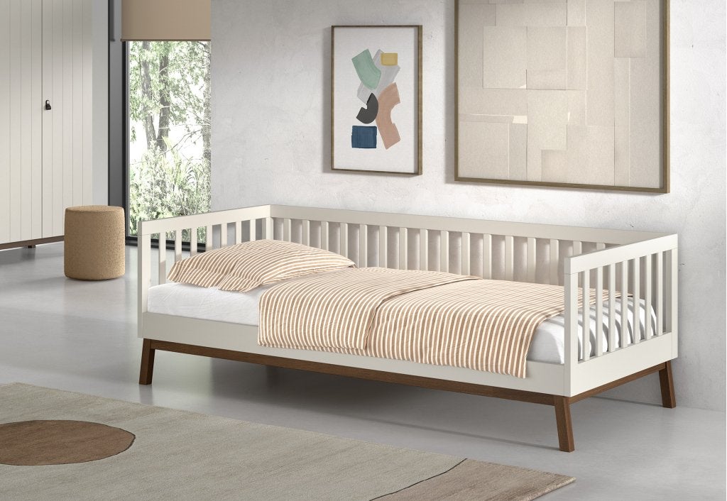 Sezane kajuitbed/bedbank - 90x200 - Clay/walnoot, Niet ingevuld, Niet ingevuld, Niet ingevuld