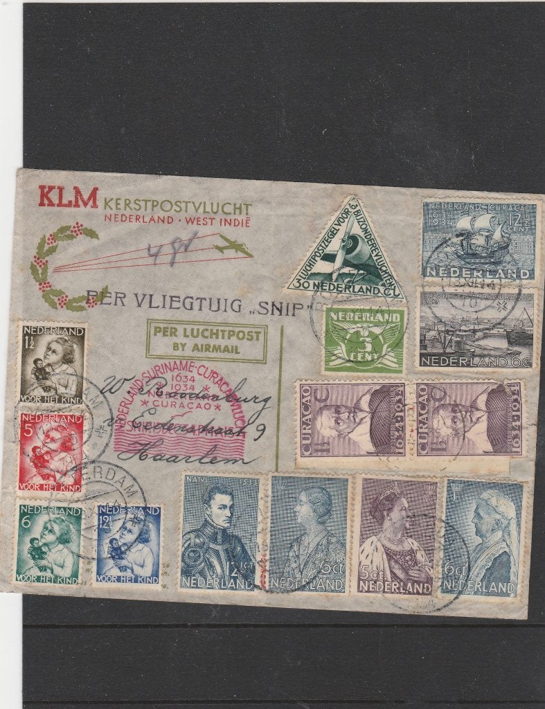 KLM KERSTPOST PER SNIP, Verzenden, Gestempeld