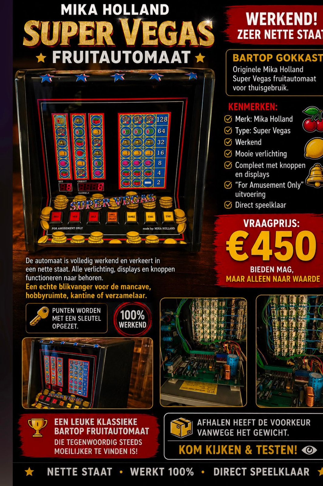 Bargokkastje Super Vegas goede werking retro, Euro, Ophalen, Zo goed als nieuw