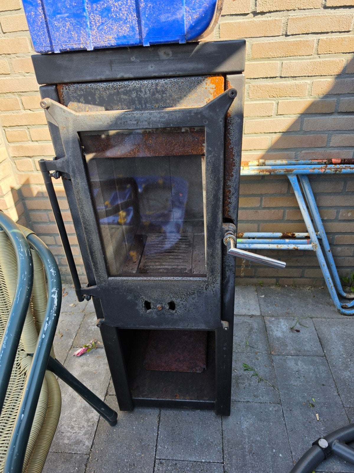 kachel met pijp., Ophalen, Gebruikt, Houtkachel, Vrijstaand