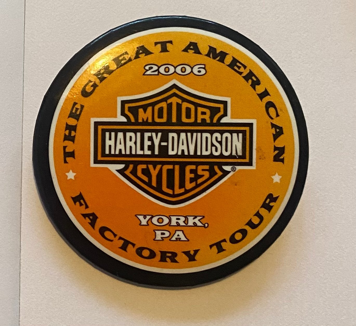 Harley-Davidson Button "The Great American Factory Tour" 200, Ophalen, Gebruikt, Merk, Button