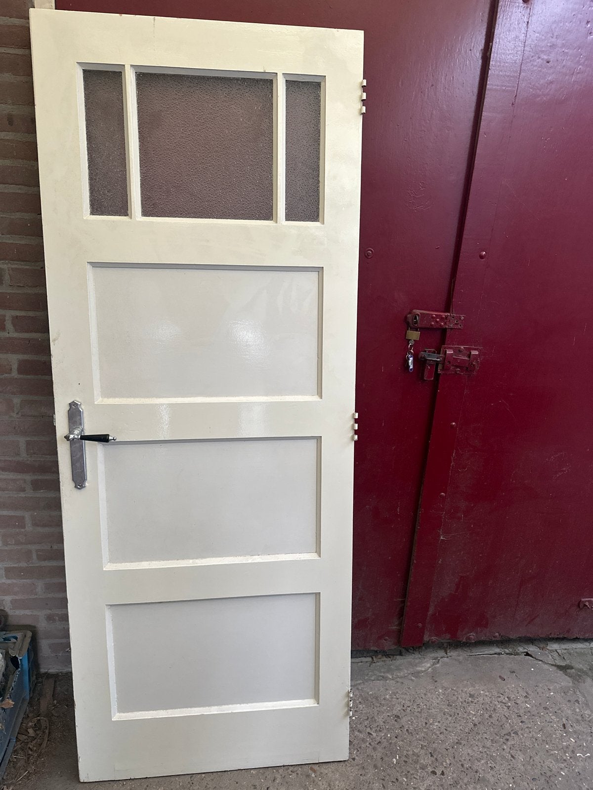 Twee paneeldeuren met raam, Doe-het-zelf en Verbouw, Gebruikt, 80 tot 100 cm, Binnendeur, Ophalen of Verzenden