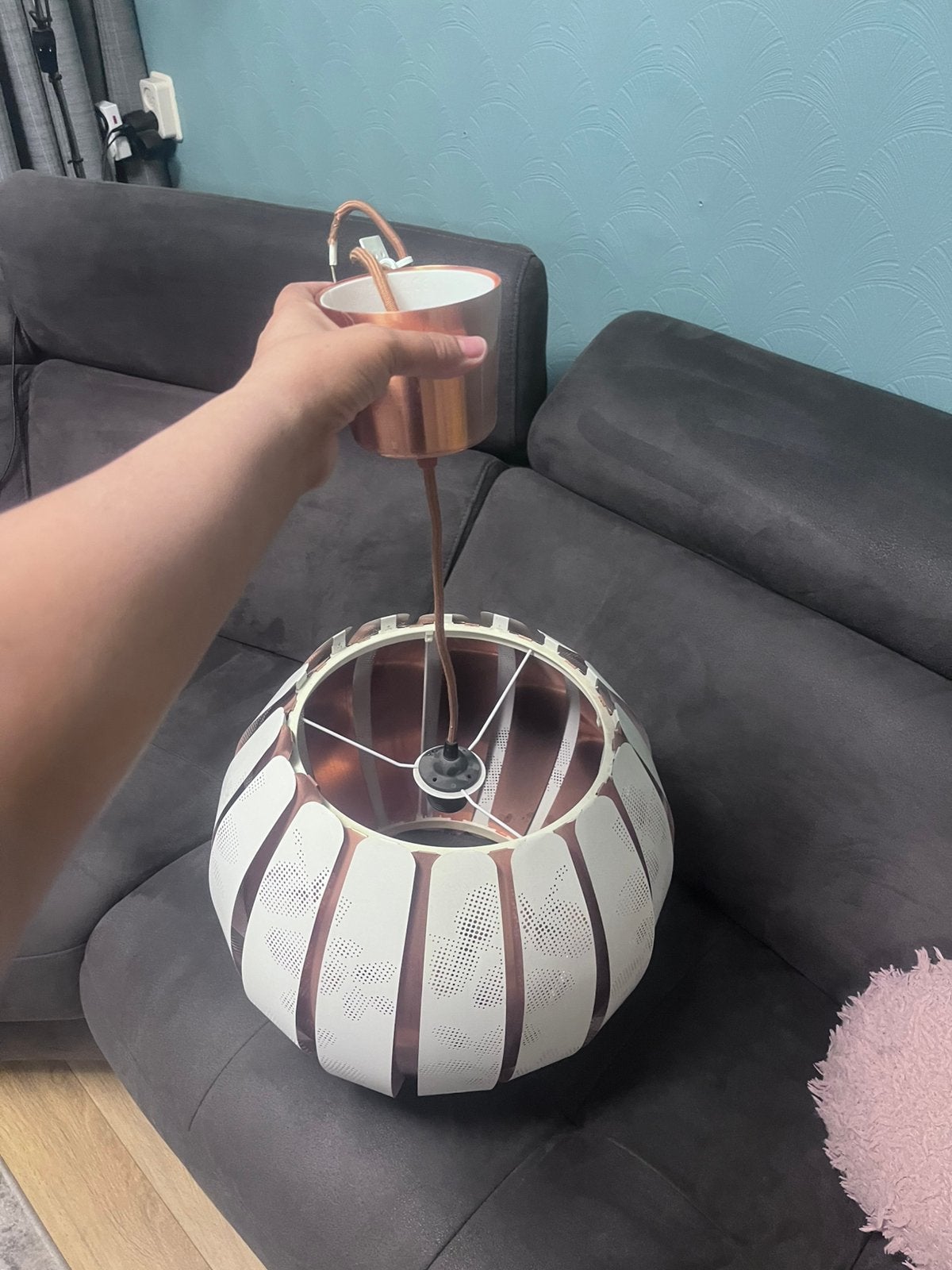 Hanglamp, Huis en Inrichting, Lampen | Lampenkappen, Ophalen of Verzenden, Zo goed als nieuw, Rond