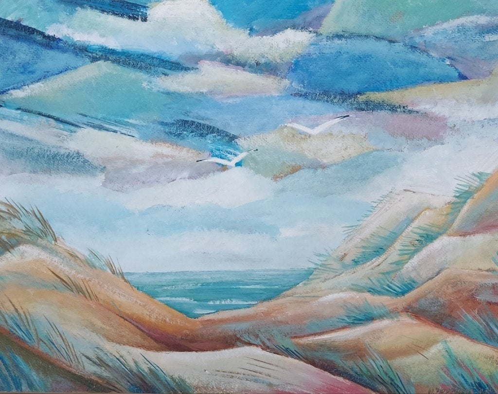 Zeegezicht duinlandschap - Willem Hopman 1939 board, Ophalen of Verzenden
