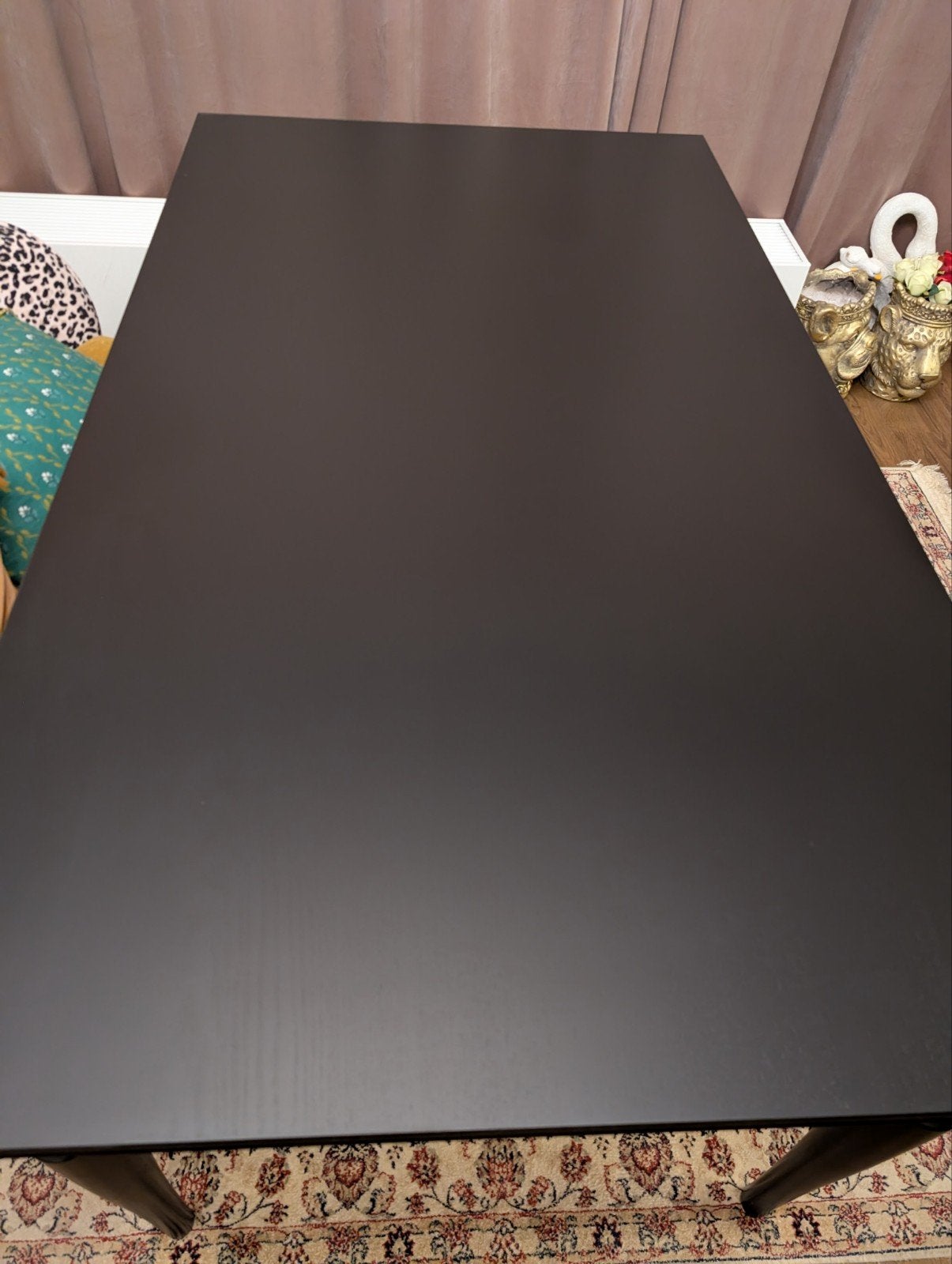 IKEA ROSENTORP Uitschuifbare tafel, zwart, 155/215x87 cm, Ophalen, 50 tot 100 cm, Zo goed als nieuw, Vijf personen of meer