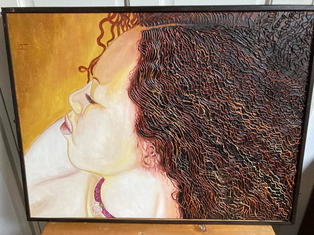 Schilderij dubbelzijdig Thema "Haar"., Antiek en Kunst, Ophalen of Verzenden, Olieverf, Handgeschilderd, Portret