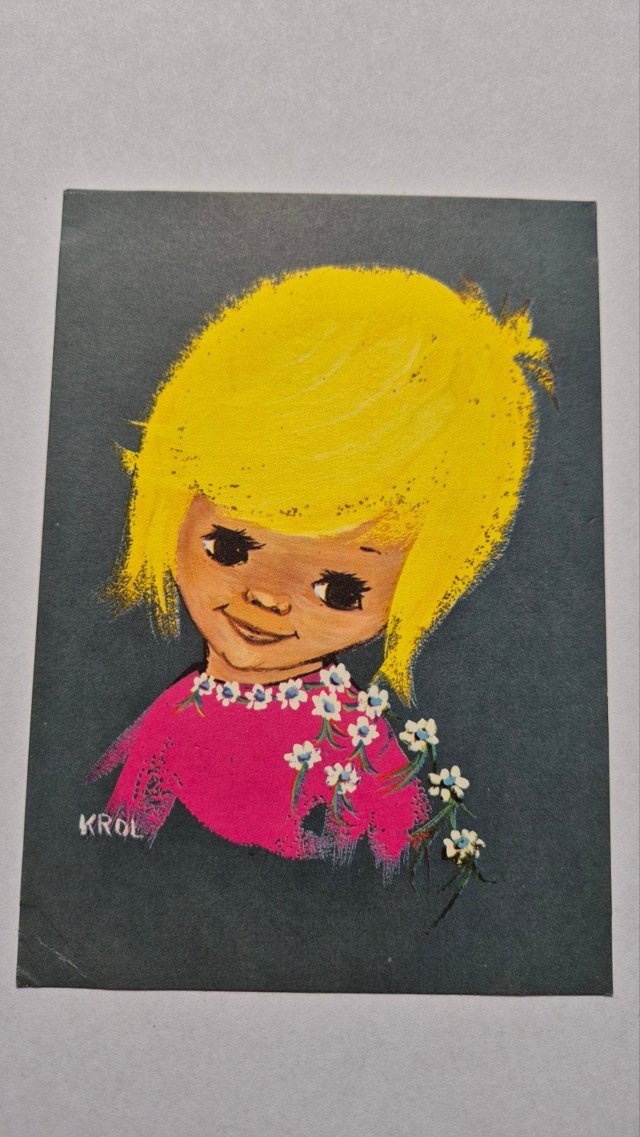 Vintage kaart meisje Krol, Ophalen of Verzenden, 1960 tot 1980, Gelopen, Kinderen