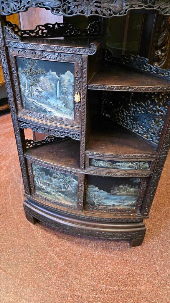 Antieke Chinese kast met handgeschilderde panelen, Antiek en Kunst, Ophalen of Verzenden