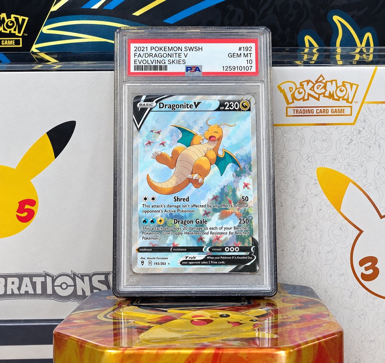 Dragonite V 192 - PSA 10, Ophalen of Verzenden, Nieuw, Losse kaart, Foil