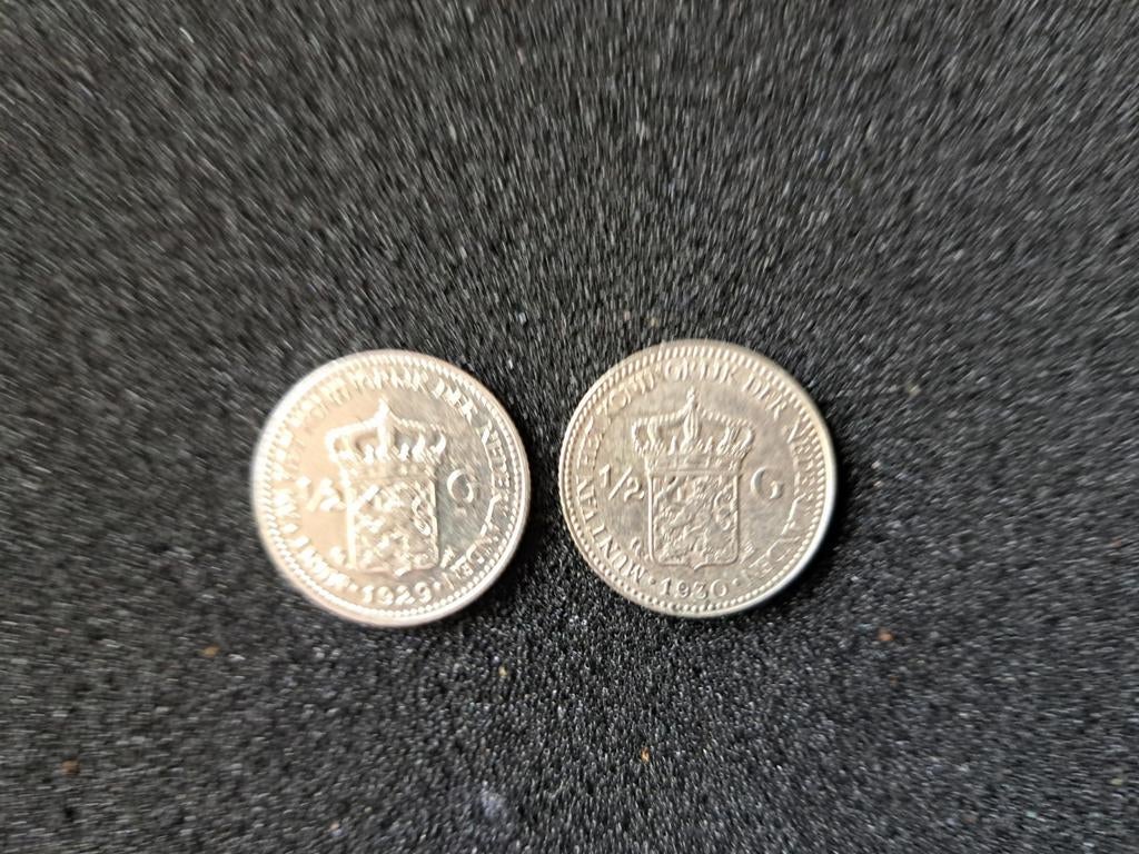 2 zilveren halve gulden Koningin Wilhelmina, Zilver, 10 cent, Koningin Wilhelmina, Verzenden