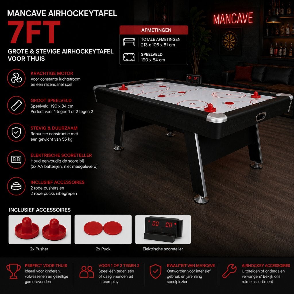 Mancave airhockey tafel - Hockey - Speeltafel - 7ft