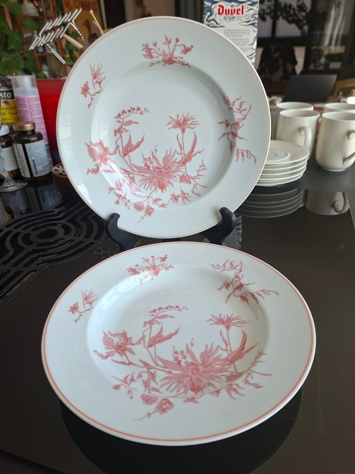2 diepe porseleinen borden Limoges Vieux Rose Georges Boyer, Ophalen of Verzenden