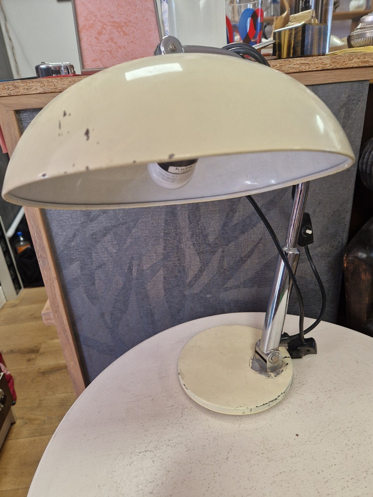 Vintage Hala Zeist bureaulamp - Crème/Chroom, Ophalen