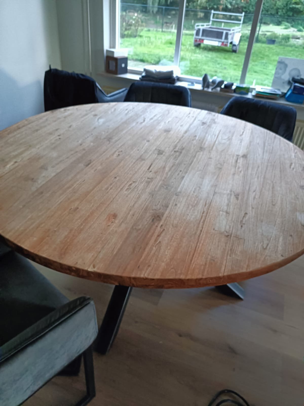 Tafel rond met 6 stoelen, Huis en Inrichting, Ophalen, Zo goed als nieuw, Rond, 100 tot 150 cm