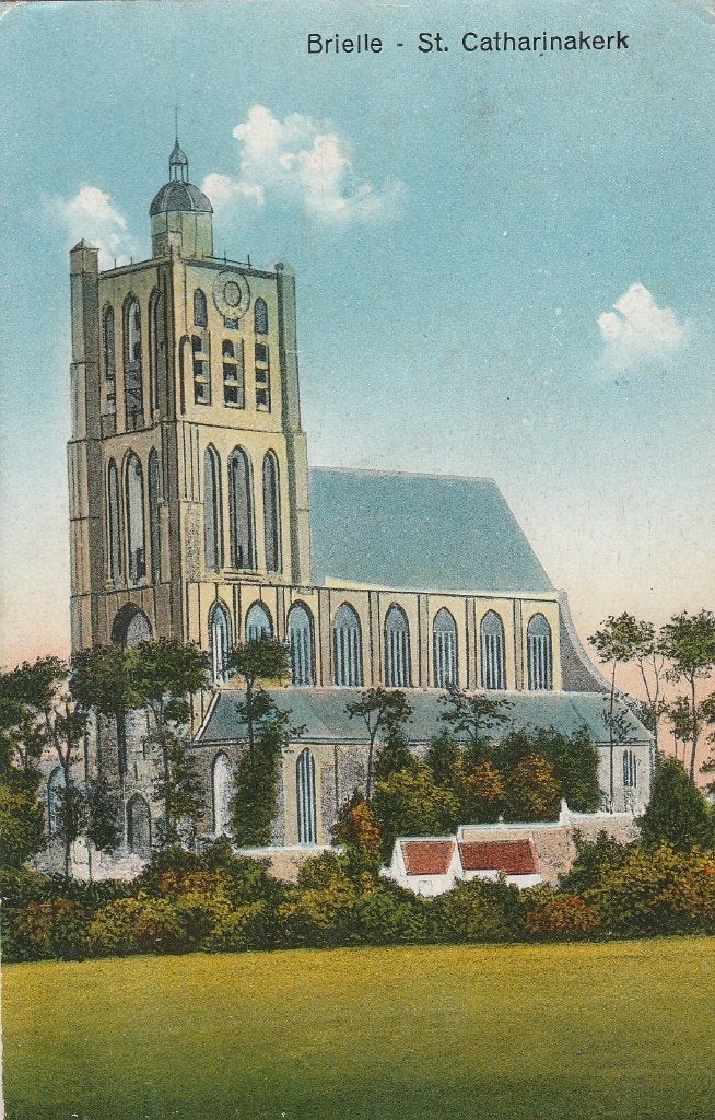 brielle- st catharinakerk 1923, Verzamelen, Ansichtkaarten | Nederland, Ophalen of Verzenden, 1920 tot 1940, Zuid-Holland