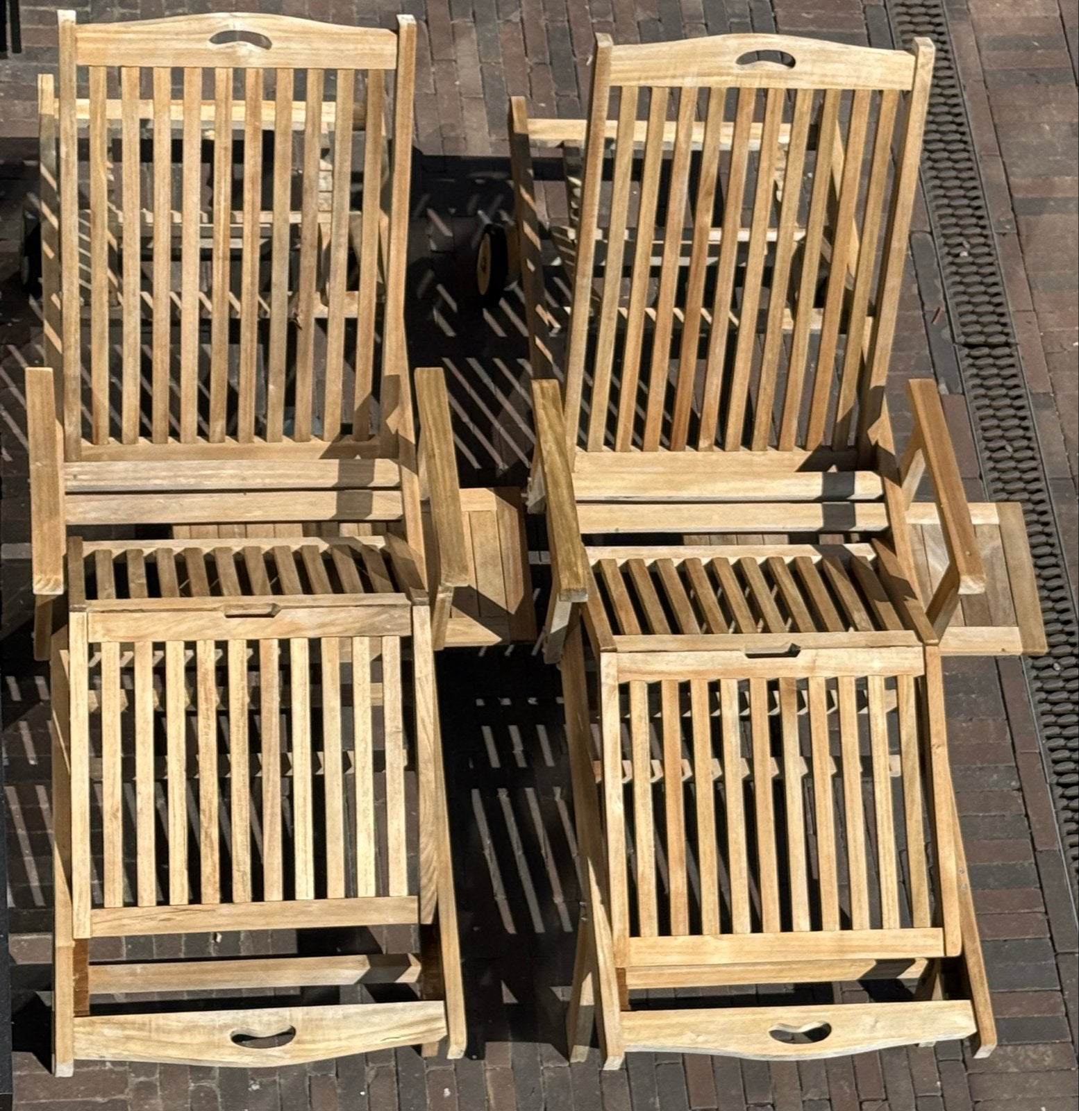Set luxe verstelbare teak ligbedden, Ophalen, Gebruikt, Teakhout, Verstelbaar