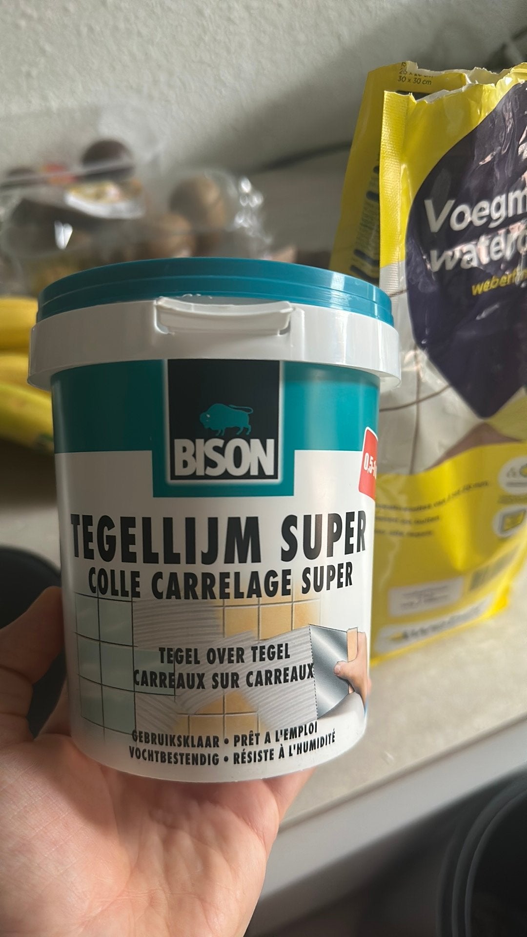 Bison tegellijm en weber voegmiddel waterdicht, Ophalen, Overige materialen, Wandtegels, Minder dan 20 cm
