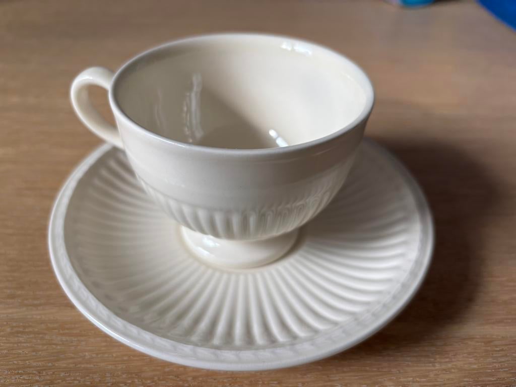 Wedgewood theekop en schotel edme 3 stuks, Ophalen, Zo goed als nieuw, Porselein, Kop en/of schotel