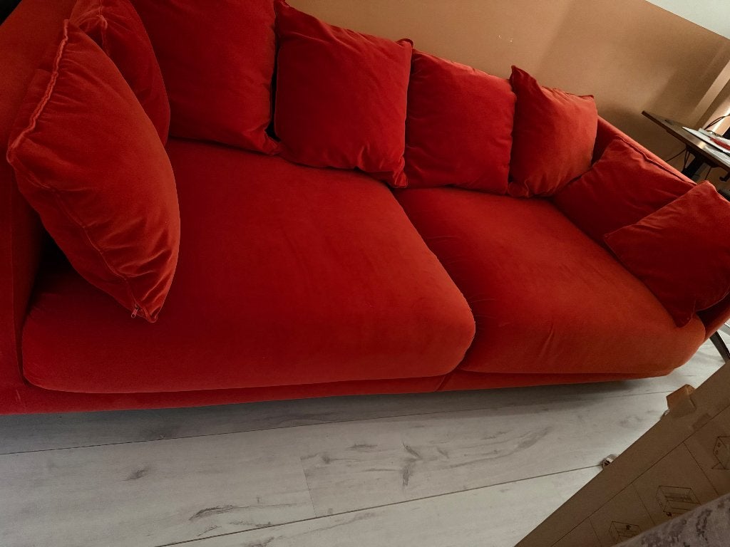IKEA Stockholm bank (Sofa) - Velvet Rood (Velvet Red), Huis en Inrichting, Ophalen, 75 tot 100 cm, Zo goed als nieuw, 200 tot 250 cm