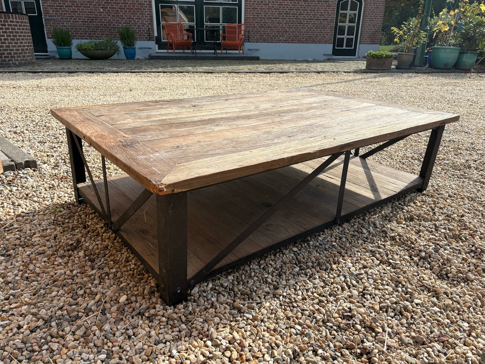 Rustieke Industriële Salontafel uit Dubai - 160x100x42, Ophalen, Gebruikt, 100 tot 150 cm, 150 tot 200 cm