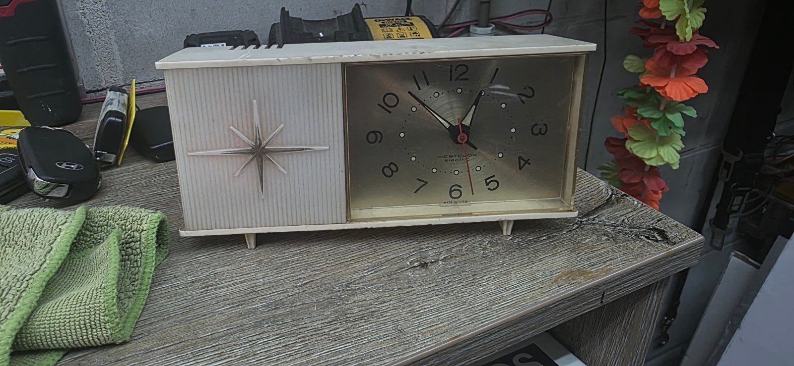 Vintage jaren '60 wekker amerikaans met uniek design, Ophalen of Verzenden