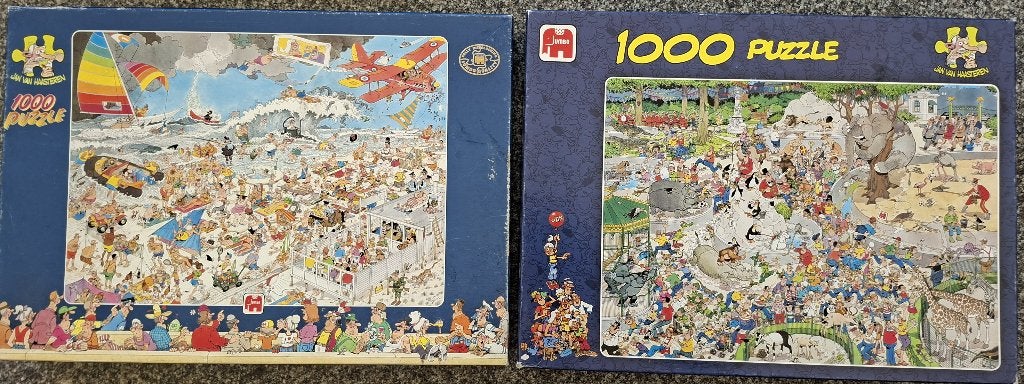 Jan van Haasteren puzzels 2x, 1000 stukjes, Ophalen of Verzenden, 500 t/m 1500 stukjes, Zo goed als nieuw, Puzzelboek