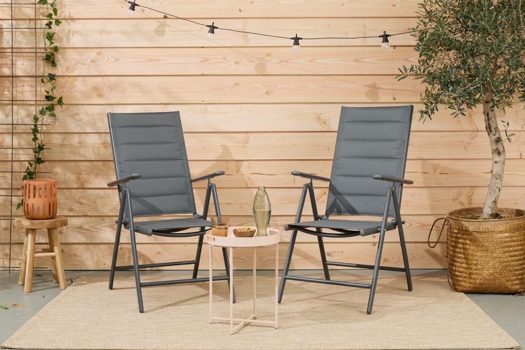 Aluminium tuinstoel set/2 incl. padding – antraciet, Online, Ophalen of Verzenden, Online, Online