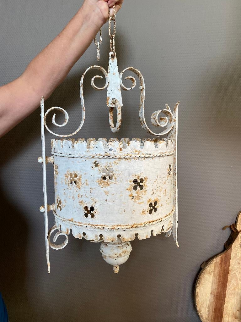 Brocante kroonluchter - in gebruik met kaarsen, Antiek en Kunst, Ophalen of Verzenden
