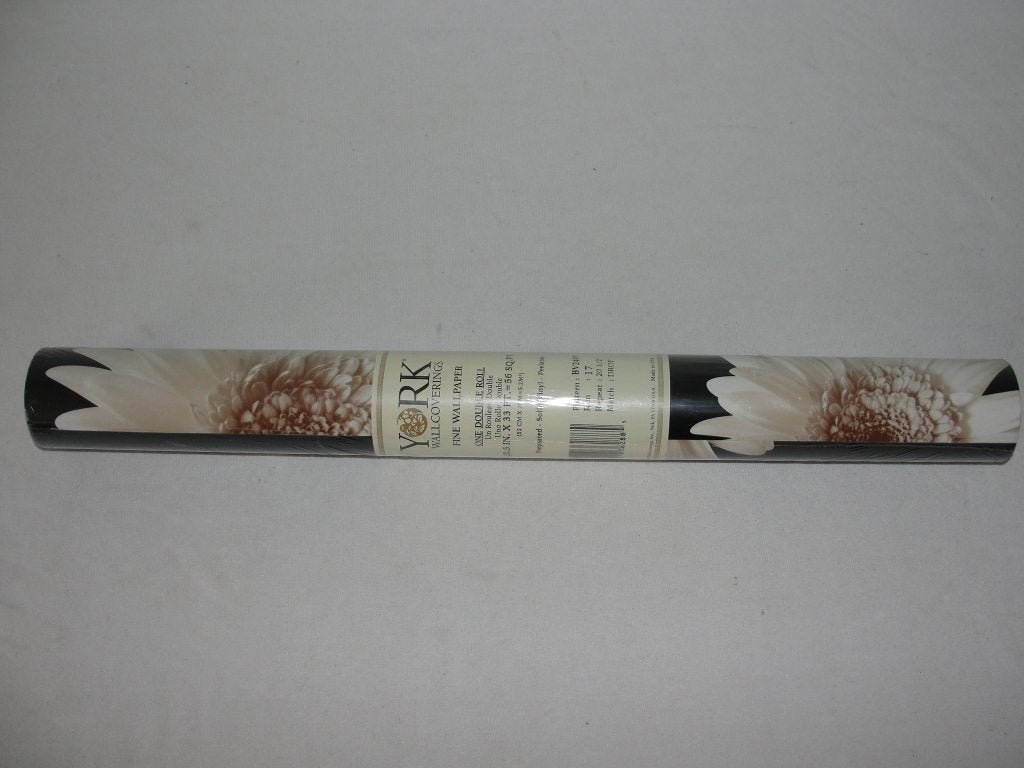 Vintage rol behang van York Wallcovering, zwart met witte bl, Ophalen of Verzenden, Zwart