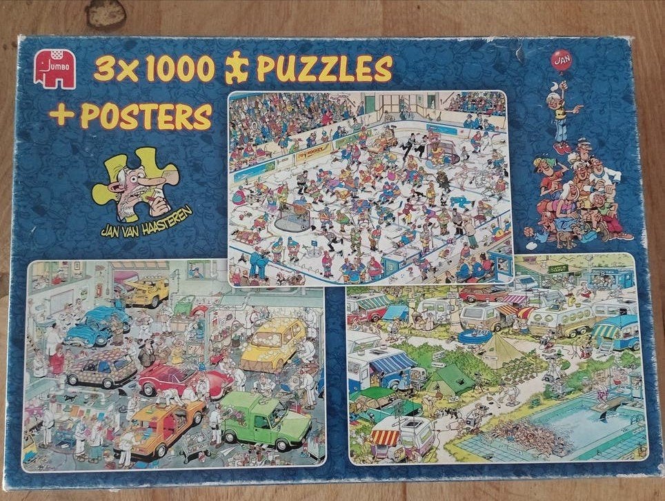 van Haasteren puzzels 3x 1000 + posters, Ophalen, 500 t/m 1500 stukjes, Gebruikt