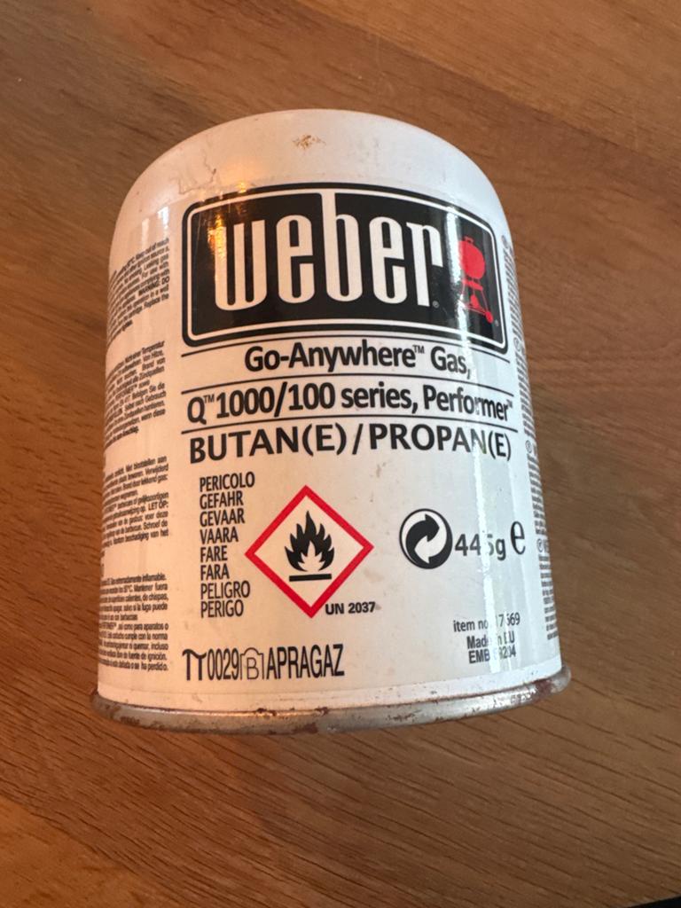 Weber Go-Anywhere gasflesje - Butaan/Propaan 445g, Ophalen, Nieuw