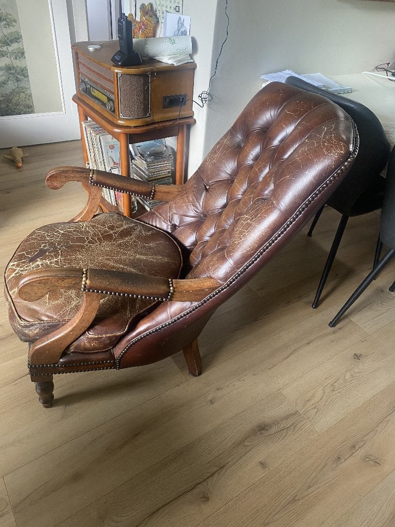 stoel chesterfield, Huis en Inrichting, Stoelen, Gebruikt, Bruin, Chesterfield, Ophalen of Verzenden